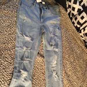H&M ripped high waisted skinny jeans